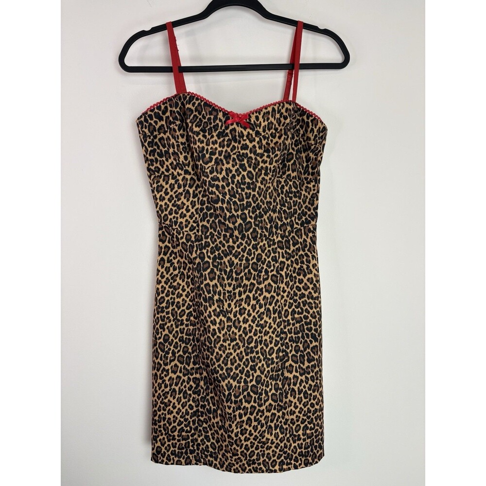 Vintage Wet Seal Mini Dress (Sz M) Animal Print Bustier Bodycon Y2K Made In USA